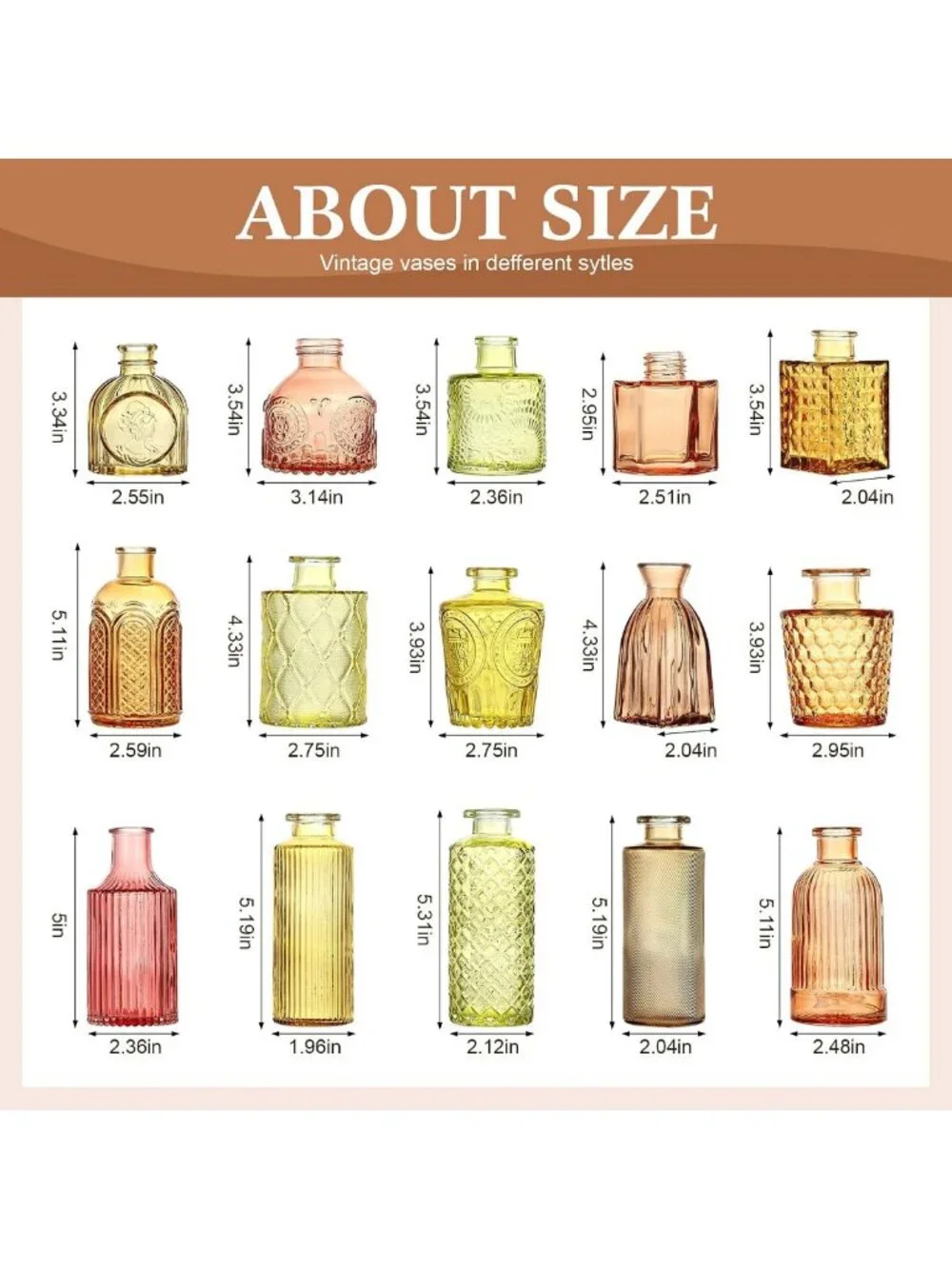 15 Pcs Colorful Bud Vases Set for Baby Showers & Weddings, Table Decor